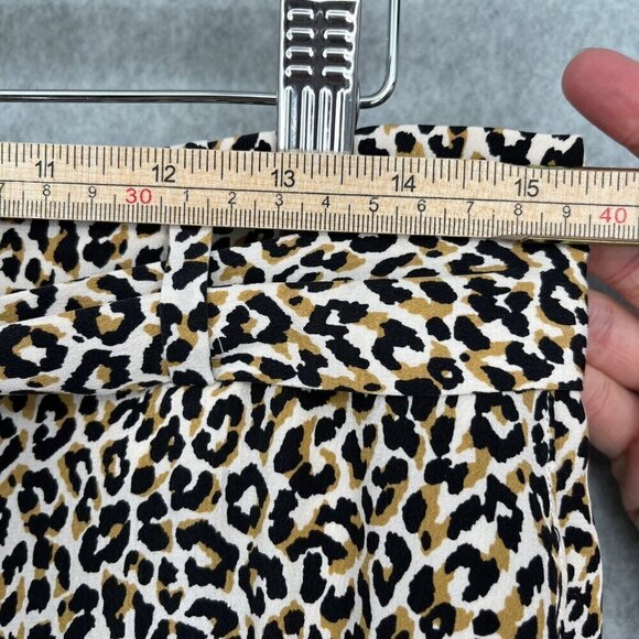 J Crew Womens Wide Leg Silk Pants Size 8 Animal Print Neutral Crop Belted Office - Picture 9 of 13